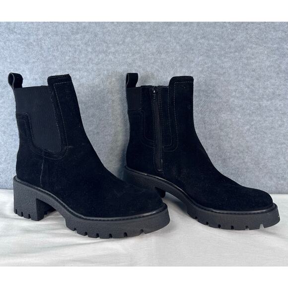 EUC Chelsea & Violet Women's sz 8.5 Lottie Black Suede Platform Chelsea Boots
